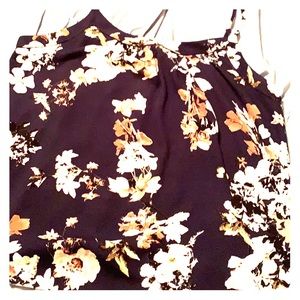 Gently used - LOFT, Navy flowered tank